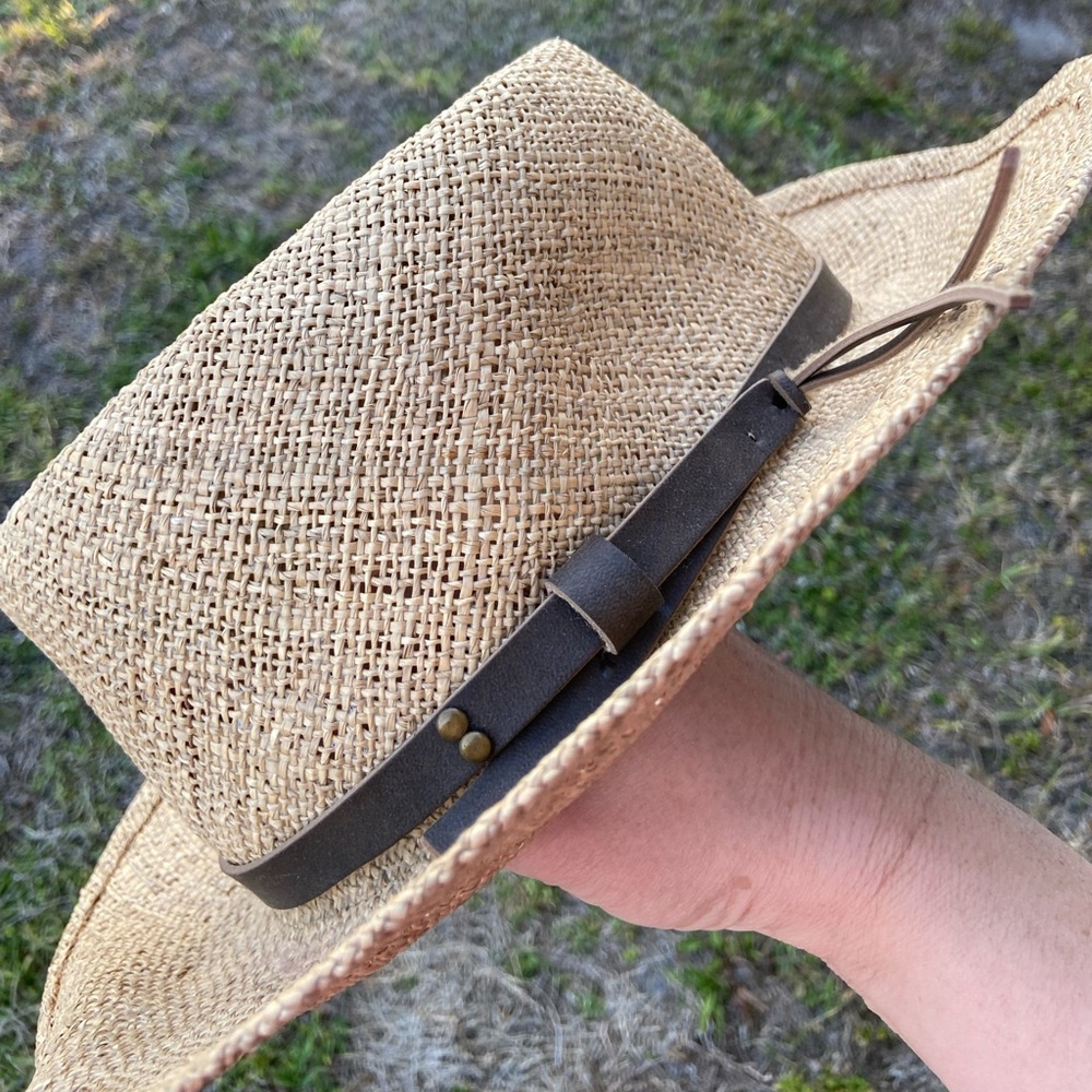 J Hats Palm Braid Ranchero Straw Fedora Cowboy Hat